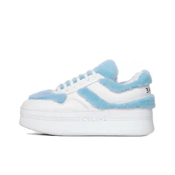 CELINE Block Low Top Stylish Skateboarding Shoes Women's White Blue
