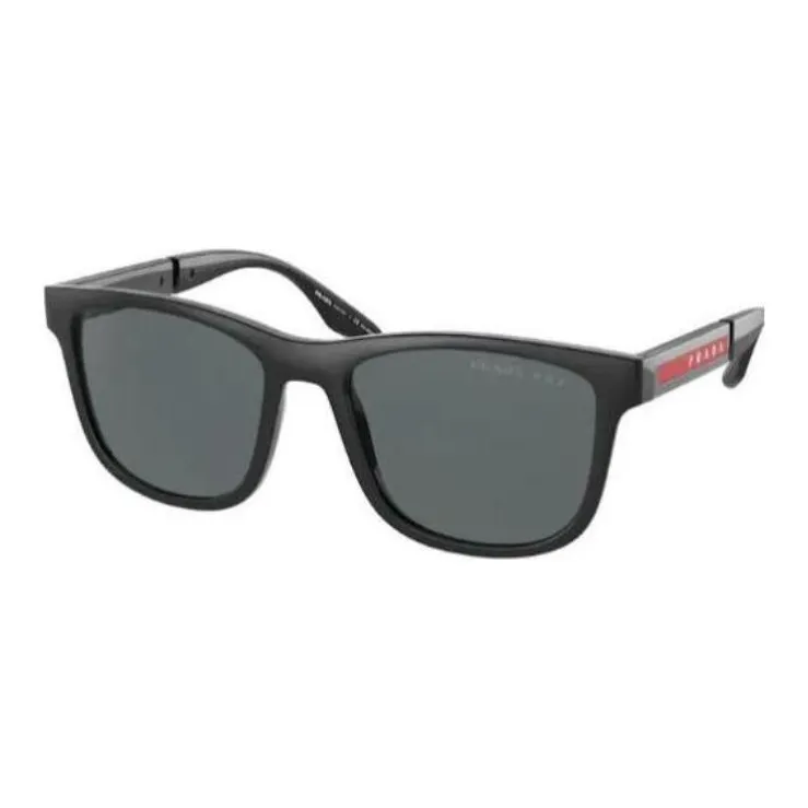 PRADA Acetate Irregular Shape Sunglasses Men's Black-0