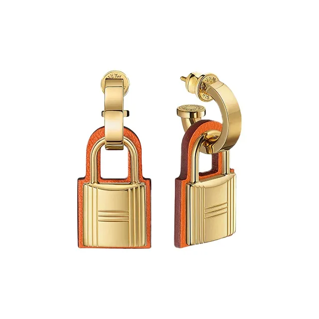 HERMES O'Kelly Earrings Women's Orange-0