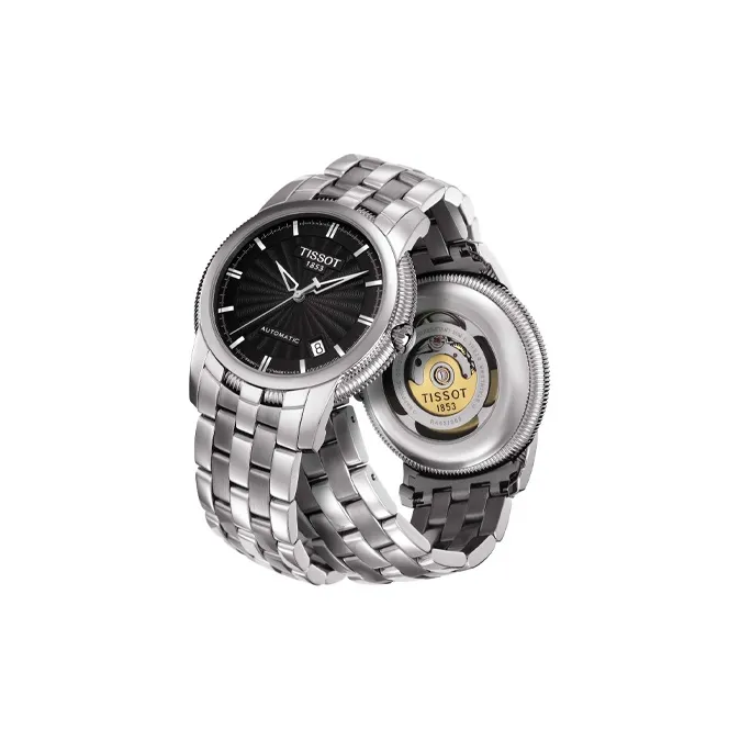 TISSOT Treasure Ring Series Automatic Mechanical Movement Men's Watches Watch 39.5mm Black Dial Steel Case Steel Strap-1