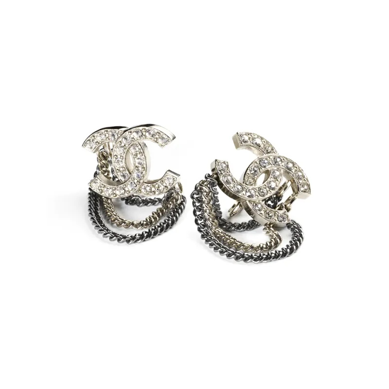 CHANEL Earrings Women's Silver/Ruthenium-1