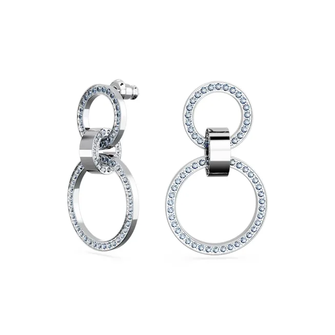 Swarovski Faux Crystal, Rhodium Plated Earrings Women's Silver-1