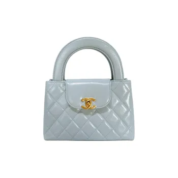 CHANEL Shiny Calfskin Crossbody One Shoulder Handbags Mini Women's Mint Blue Green