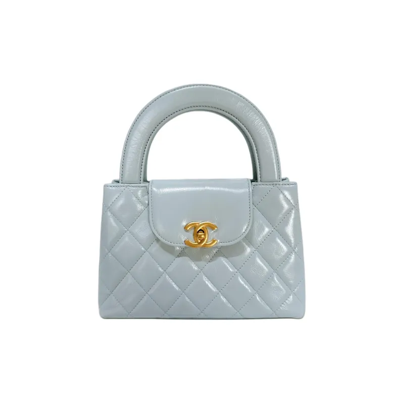 CHANEL Shiny Calfskin Crossbody One Shoulder Handbag Mini Women's Mint Blue Green-0