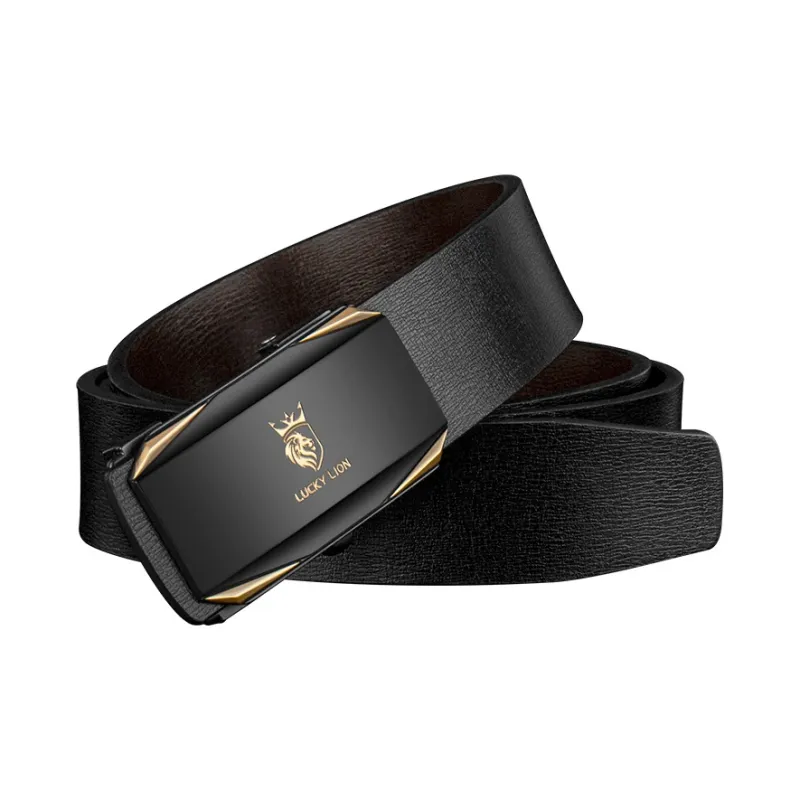 LUCKY LION Automatic Buckle Business Advanced Elegant Leather Belts Men's-3