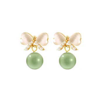 Gramda 925 Sterling Silver Hetian Jade Earrings Women's