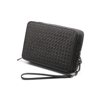 CMLZIUA Top Grain Cow Leather Clutch Regular Unisex Black