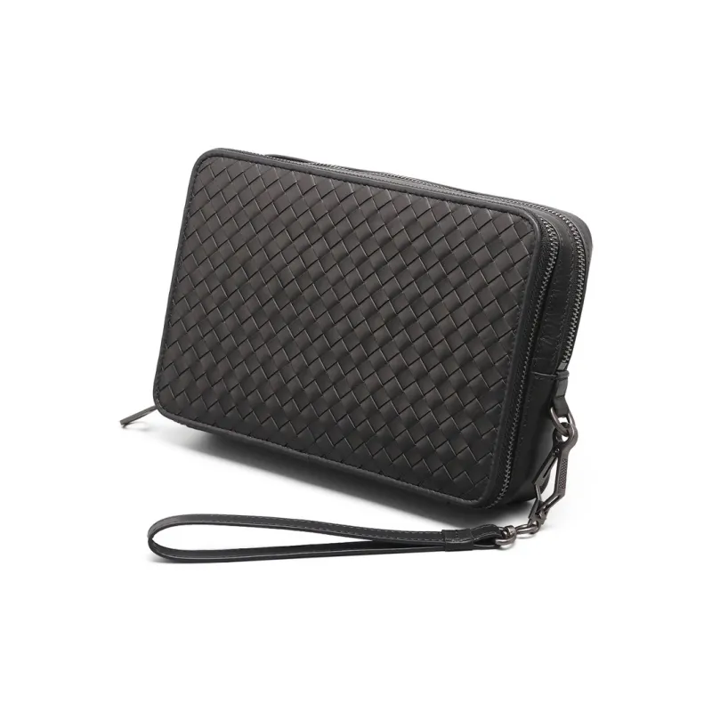 CMLZIUA Top Grain Cow Leather Clutch Regular Unisex Black-0