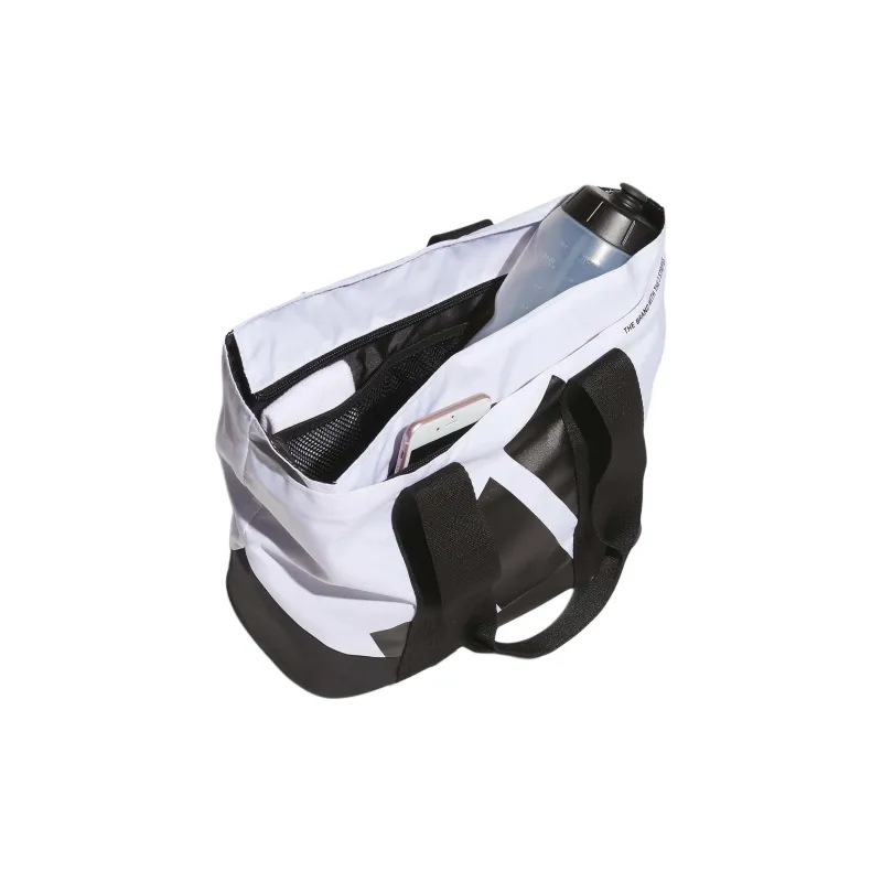 Adidas Recycled Polyester Plain Weave Fabric Handbag Men's White & Black-3