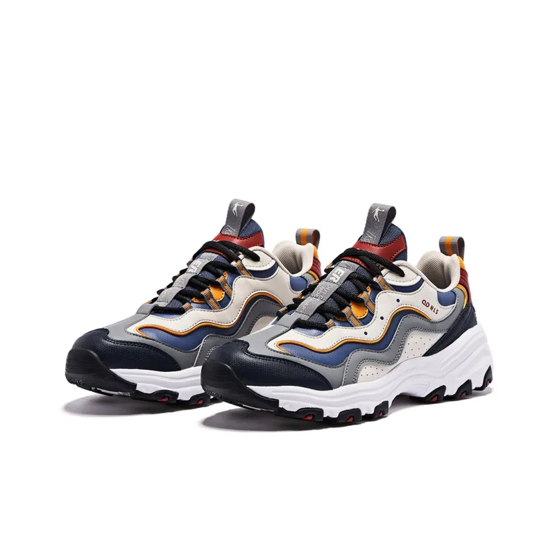 QIAODAN Shock Absorbers Low Top Chunky Sneakers Men's Coastal Blue, Ancient Porcelain White-2