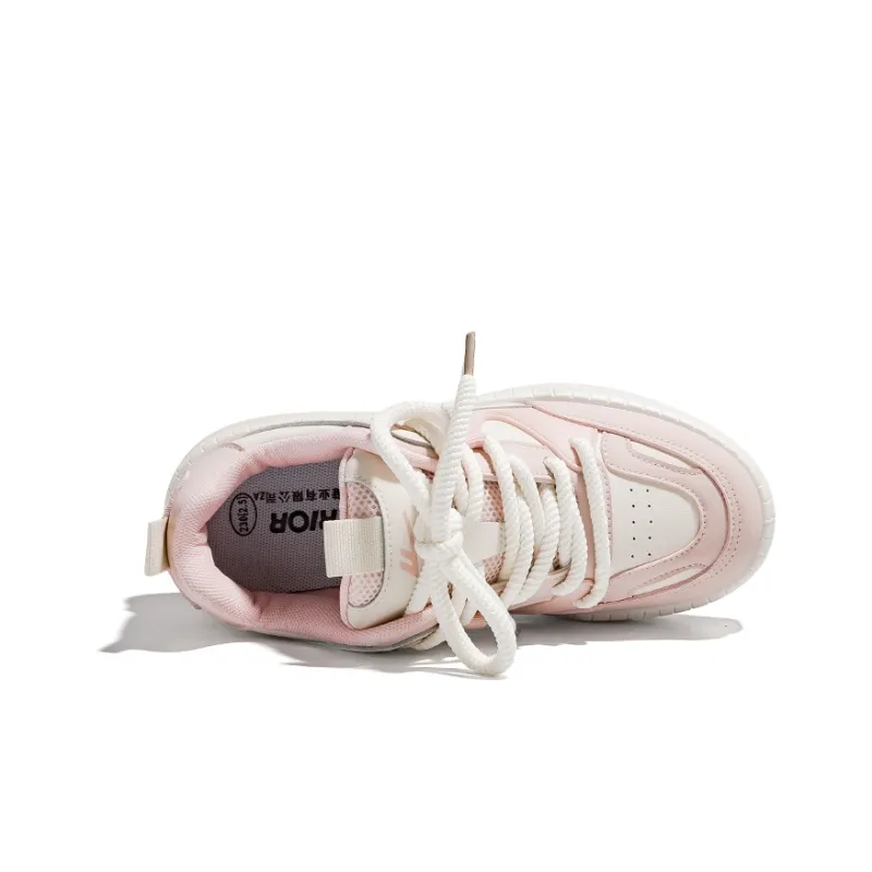 Warrior Cushioning Wear Resistant Low Top Skateboard Shoes Women's Beige Pink-2