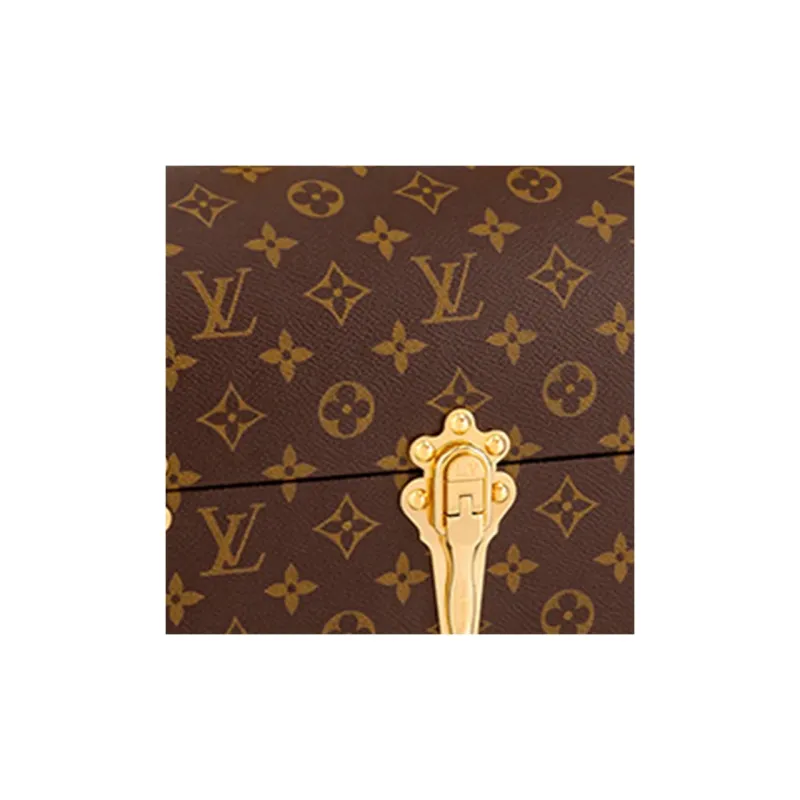 LOUIS VUITTON Trunk Coated Canvas With Calfskin Trim Hard Case Regular Women's Brown-3