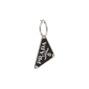 PRADA 925 Sterling Silver Single Earring Hoop Earrings Women's Black Silver