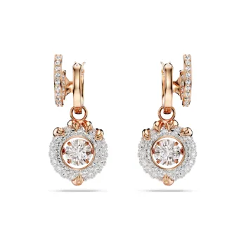 Swarovski Cubic Zirconia Faux Crystal Rose Gold Plated Earrings Women's Gold/White
