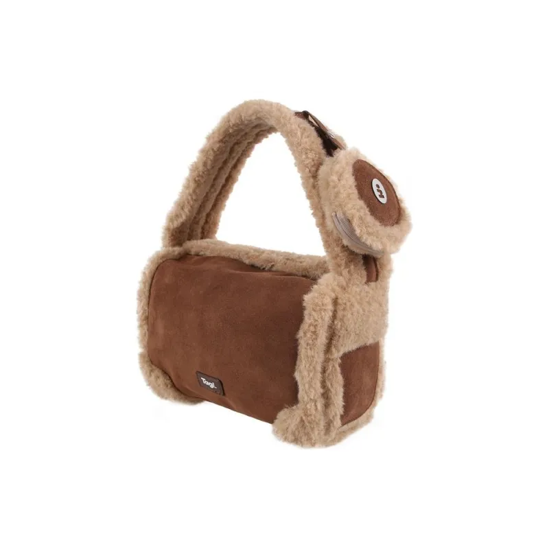 Tagi. Woolen One Shoulder Handbag Small Size Women's QuicheBlock Lamb Pine Wood-0