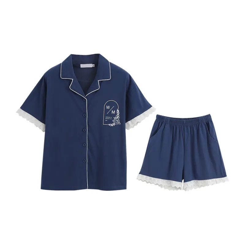 Huggy Kissy Pajama Set Women's Navy Blue-0