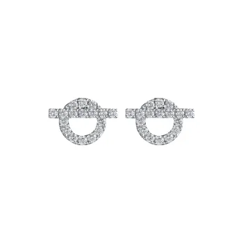 HERMES White Gold Set With Diamonds Earrings Women's