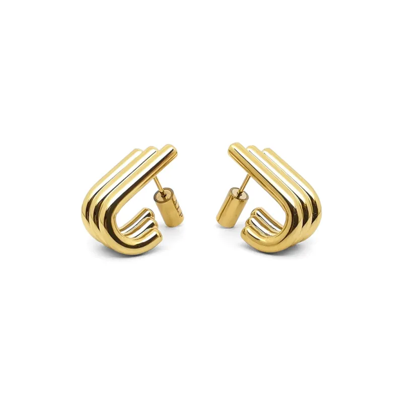 ALP JEWELRY Stainless Steel Earrings Unisex Gold-2
