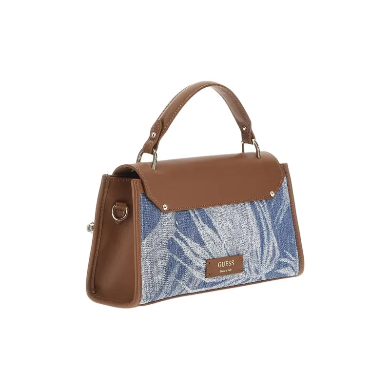 GUESS Polyester Blended Genuine Leather Shoulder Bag Crossbody Bag Handbag Women's Blue Multicolor-1