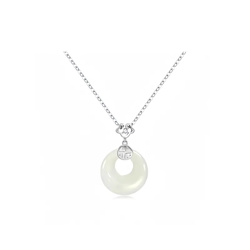 Xifeng Building Pendants Pale Greenish White Jade Unisex-2