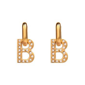 Balenciaga Brass Rhinestone Earrings Women's