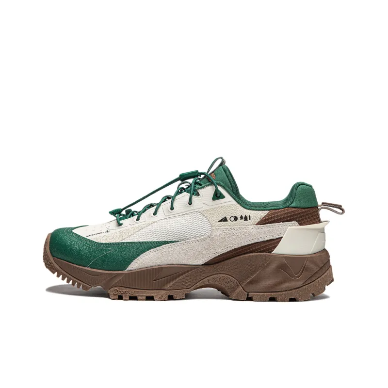 LiNing CF Pro Wilderness Cushioning Waterproof Low Top Casual Shoes Men's White Green Brown-0