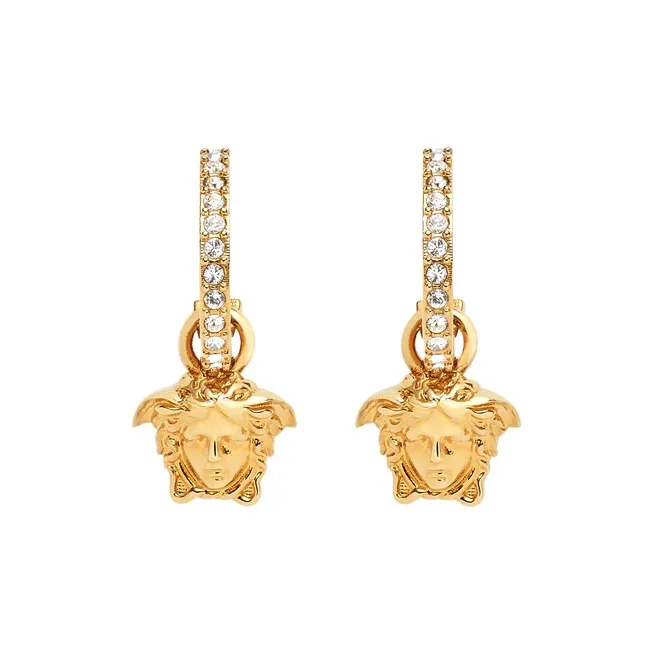 VERSACE Medusa Pendant Embellished Hoop Earrings-0