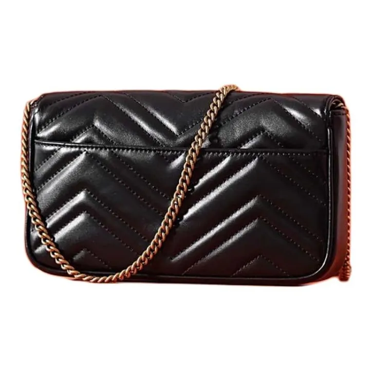 GUCCI GG Marmont Leather 2 in 1 Combo Bag Shoulder Bag Crossbody Bag Mini Women's Black/White-7