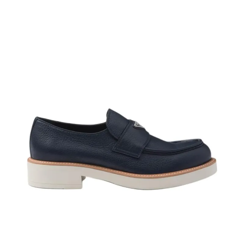 PRADA Triangle-logo Leather Loafers-1