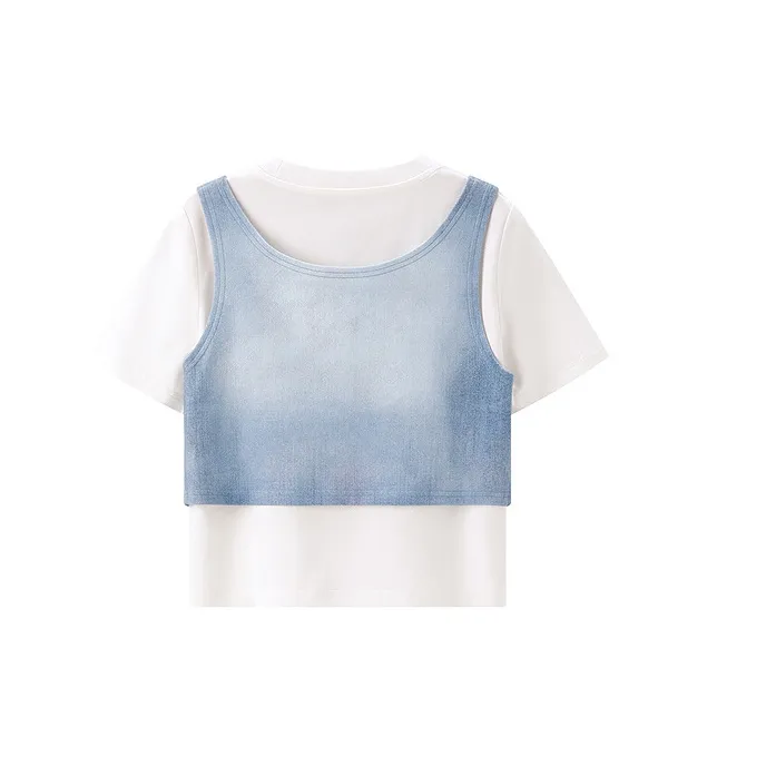 Honey Kuma X LEDIN Honey Kuma Co branded Series T Shirts Women's Denim Blue-1