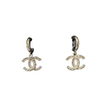 CHANEL CC Metal Earrings Women's Gold