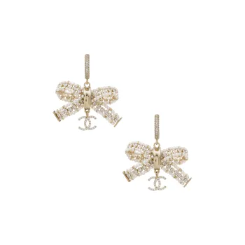 CHANEL Pearl Synthetic Cubic Zirconia Earrings Women's
