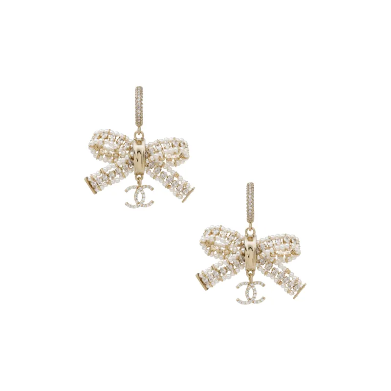CHANEL Pearl Synthetic Cubic Zirconia Earrings Women's-0