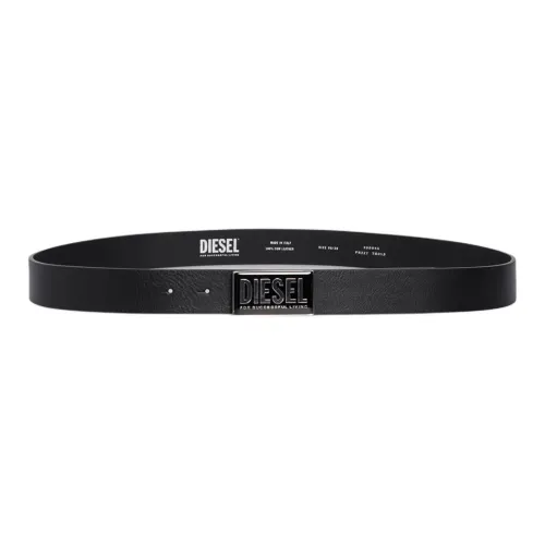 DIESEL Emblem Smooth Buckle Design Leather Belts Men's Yellow Width 3CM