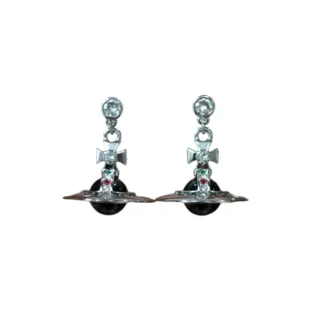 Vivienne Westwood Tiny Orb Drop Stud Earrings Women's Black Silver
