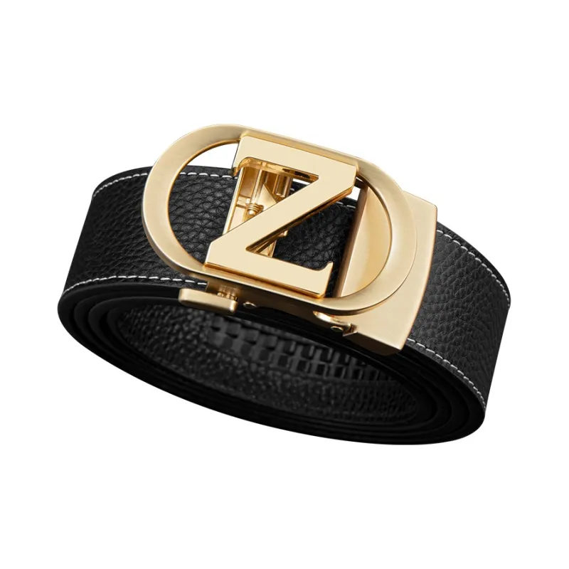 LUCKY LION Middle Aged Automatic Buckle Business Advanced Elegant Leather Belts Men's-4