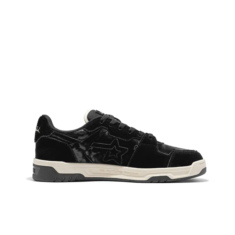 RIPSTAR SKBD Chic Metallic Black Slip Resistant Shock Absorbers Low Top Sports Skateboard Shoes Unisex Metallic Black-1