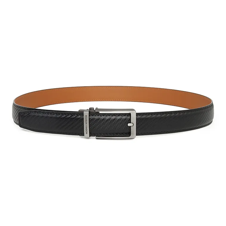 MAISON VINSON Men's, Automatic Buckle Casual Business Pants With Belt Cow Split Leather Belt Men's Width 3.5cm-1