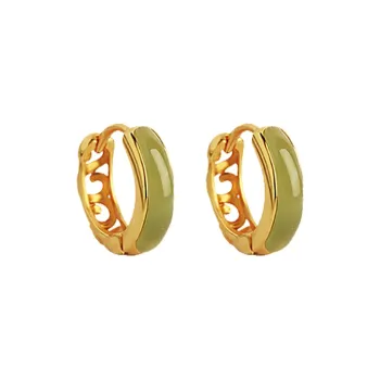 Xiaoyinjiang Hetian Jade Earrings Green Jade Women's