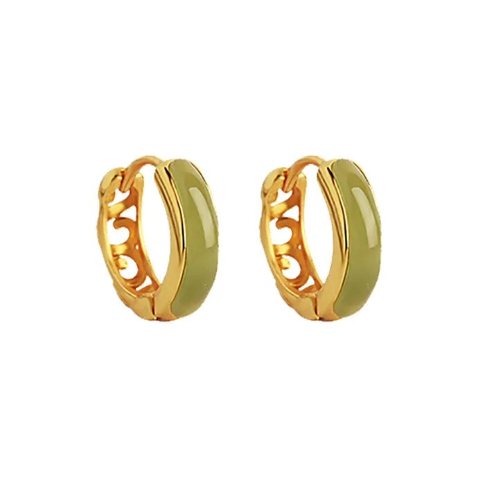 Xiaoyinjiang Hetian Jade Earrings Green Jade Women's-0