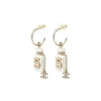 CHANEL Metal Earrings Women's White