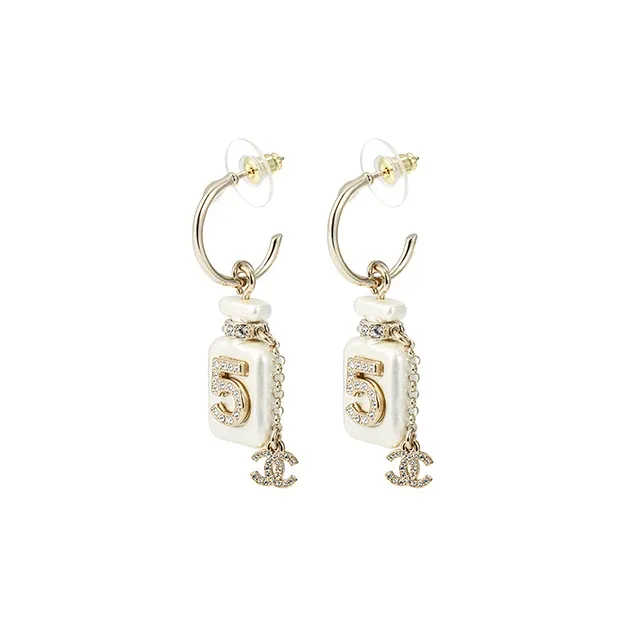 CHANEL Metal Earrings Women's White-0