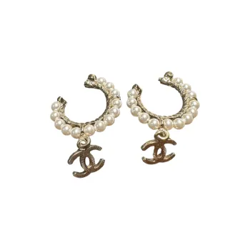 CHANEL 2020 Faux Pearl Cc Hoop Costume Earrings