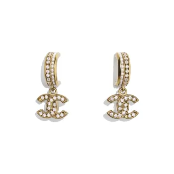CHANEL Hoop Earrings Women's Gold
