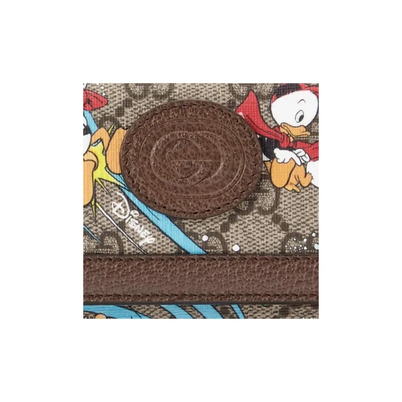 GUCCI Disney Collaboration Canvas With Leather Wallet Unisex Brown-4