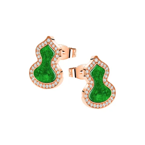 Qeelin Wulu Earrings Women's Rose Gold/Green