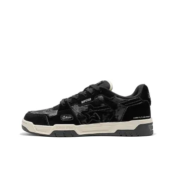 RIPSTAR SKBD Chic Metallic Black Slip Resistant Shock Absorbers Low Top Sports Skateboard Shoes Unisex Metallic Black