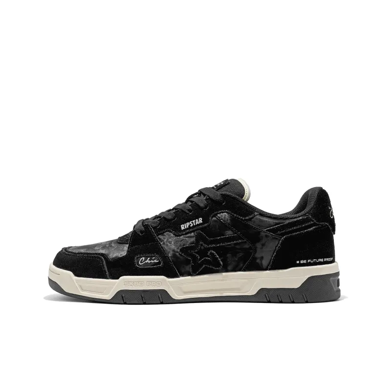RIPSTAR SKBD Chic Metallic Black Slip Resistant Shock Absorbers Low Top Sports Skateboard Shoes Unisex Metallic Black-0