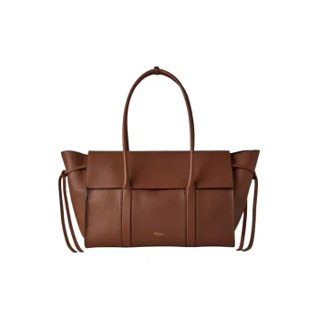 Mulberry Bayswater Textured Leather Handbag Extra Large Women's Bright Umber