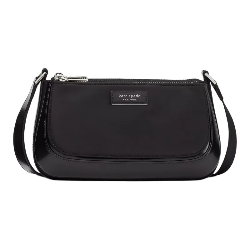 Kate Spade Sam Recycled Nylon Shoulder Bag, Crossbody Bag Medium Size Women's Black-0